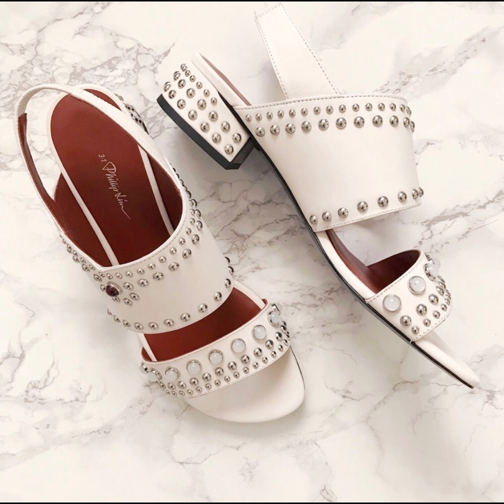 White Studded Sandals